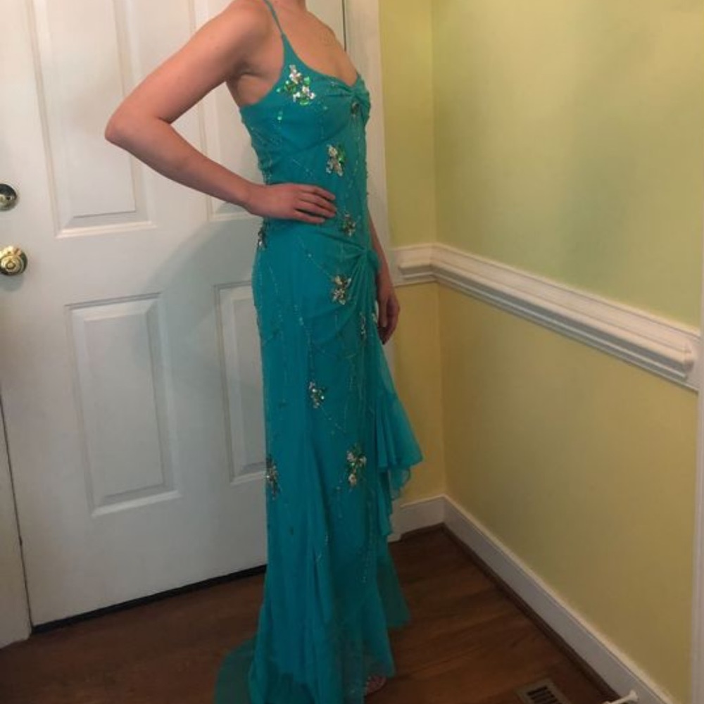 Formal prom dress in teal